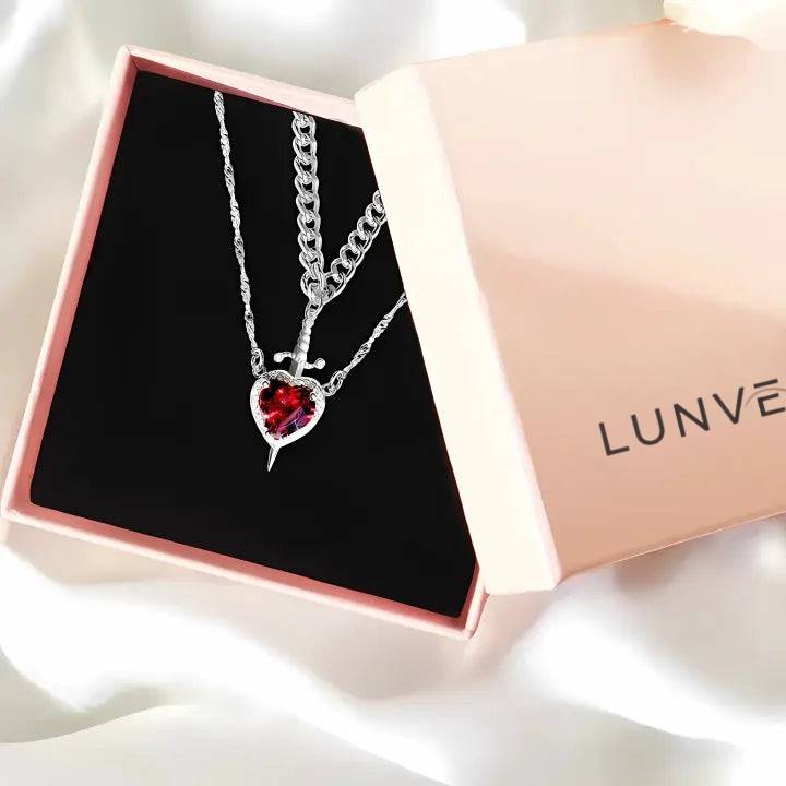 Heart and sword necklace set